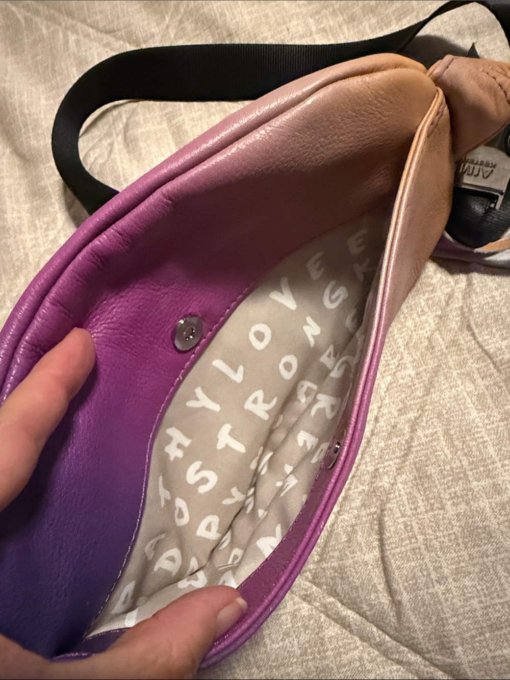 Aimee Kestenberg Gradient Purple Pink Tan Leather Crossbody Belt Bag - Picture 8 of 10